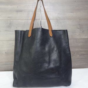 Madewell Large Black Leather Tote Shoulder Bag